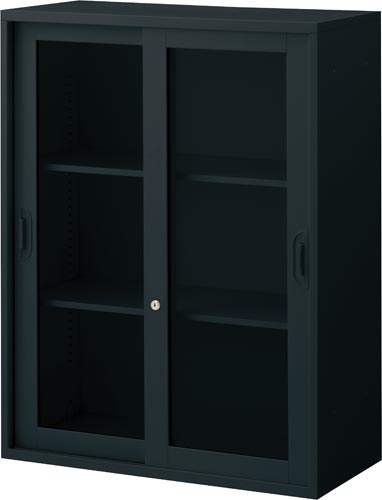 アッセ収納ブラック800×400上置3段引き違いG