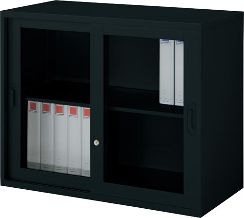 アッセ収納ブラック900×450上置2段引き違いG