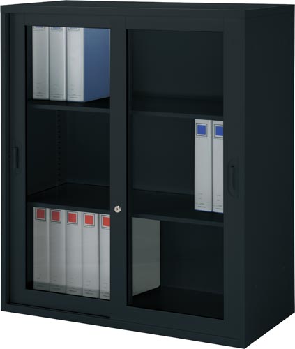 アッセ収納ブラック900×450上置3段引き違いG