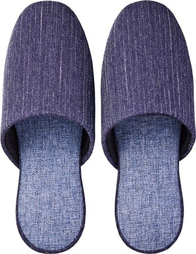 ステッチ柄ツートンスリッパ ダークブルー×10