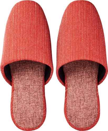 ステッチ柄ツートンスリッパ ダークオレンジ×5