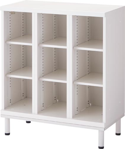 フリーボ 下置脚付 オープン3列 ホワイト