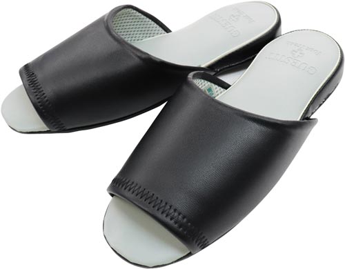 ビニールスリッパ前開きブラックM