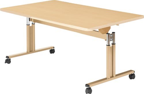 介護用昇降式フラップテーブル 幅1600 メープル