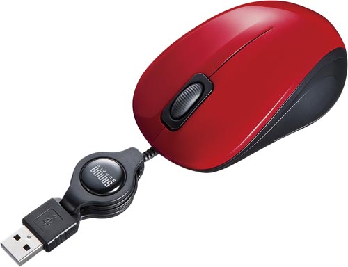 静音ケーブル巻取りブルーLEDマウス