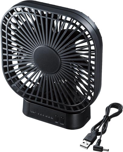 充電機能付きUSB扇風機(ブラック)