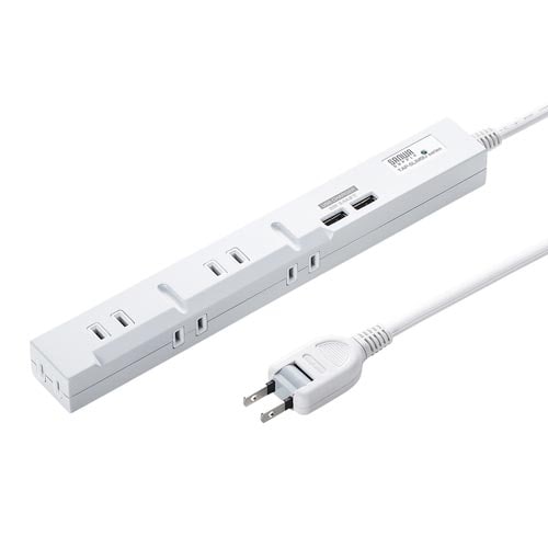 スリムUSB充電機能付きタップ 2P5個口 2m