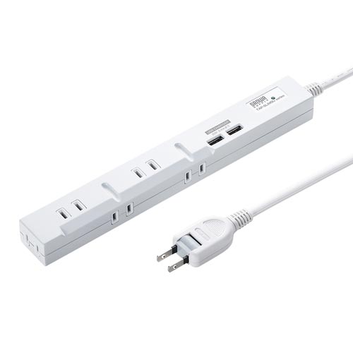スリムUSB充電機能付きタップ 2P5個口 3m