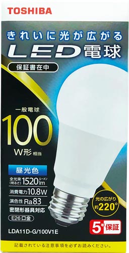 東芝TOSHIBA LED電球 100W相当 全方向 昼光色 E26口金 1P