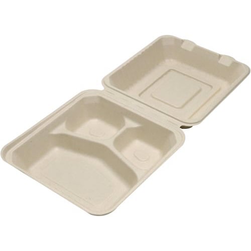 未晒しバガスモールドフードパックスクエア仕切付×8