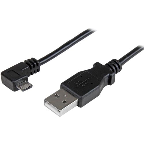 MicroUSB充電同期ケーブル L型右 0.5m