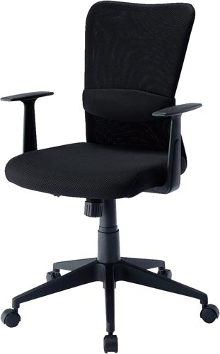 メッシュチェアー肘付 ブラック