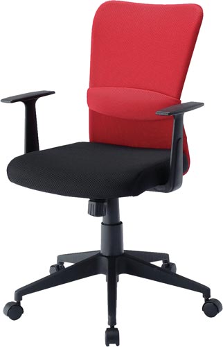 メッシュチェア肘付 レッド