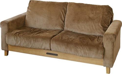 コンセント付コーデュロイソファ ブラウン