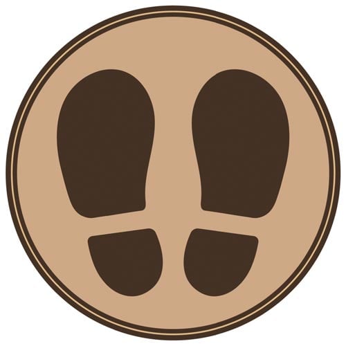 フロア誘導シール足形 丸 ブラウン