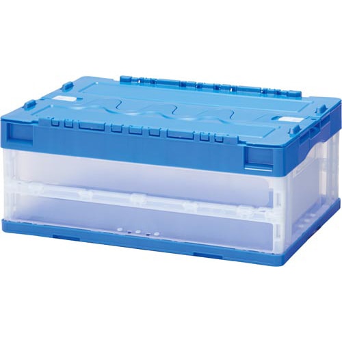 折りたたみコンテナ ブルー フタ付き 30L×15