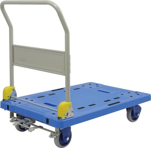 大型静音樹脂台車(ハンドル折畳式)フットブレーキ付