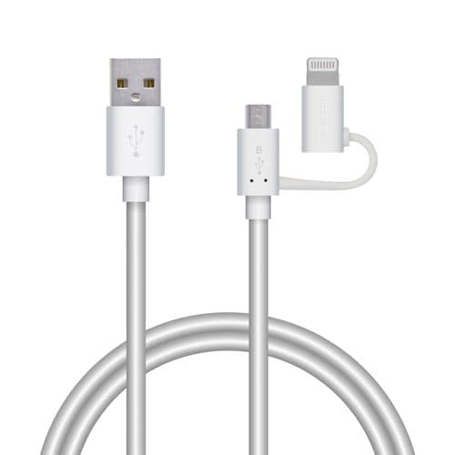 2in1/microB+ライトニング/0.7m/白