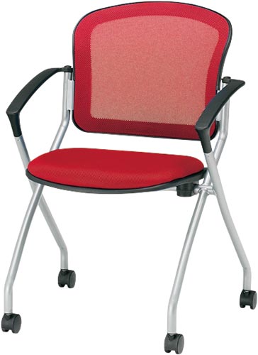 ミーティングチェア AMC−F4AC レッド 4脚