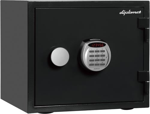 クリスタルシリーズ耐火・耐水デザイン金庫19Lブラ