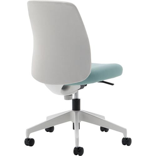オプティローチェア 背Lグレー座WHターコイズ白脚