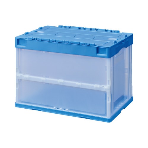 折りたたみコンテナ ブルー フタ付き 60L×15