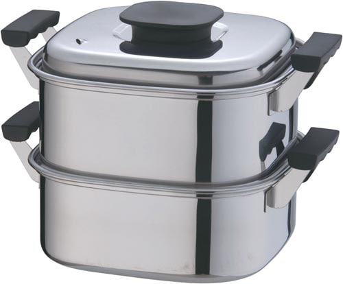 桃印18−0角型蒸器 22cm 2段