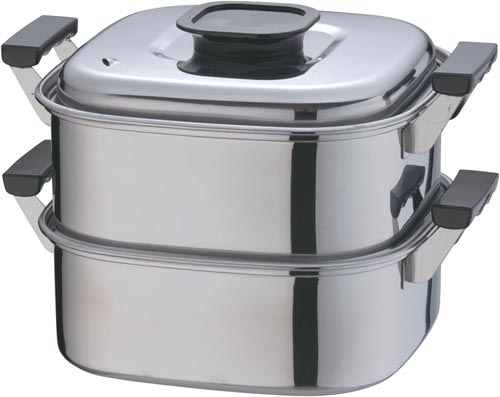 桃印18−0角型蒸器 24cm 2段