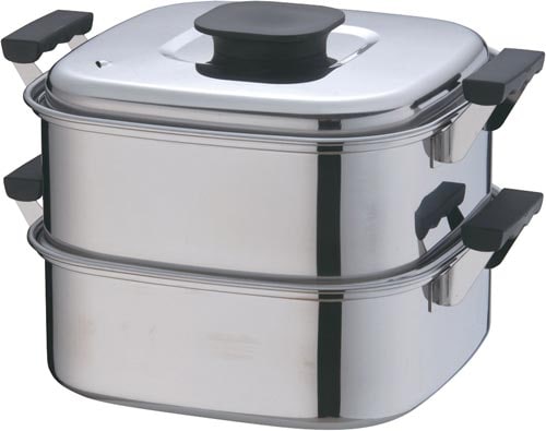 桃印18−0角型蒸器 27cm 2段