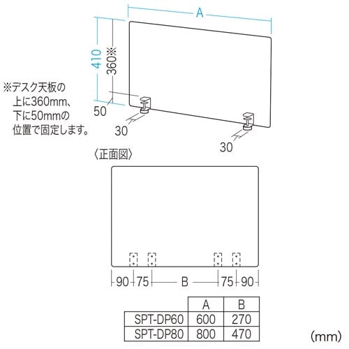 デスクパネル(クランプ式) SPT−DP60