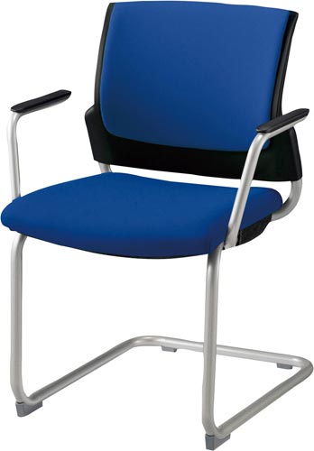 スターブ キャンチレバー肘付 背:パッド座:ブルー