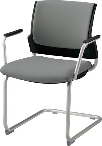 スターブ キャンチレバー肘付 背:パッド座:グレー