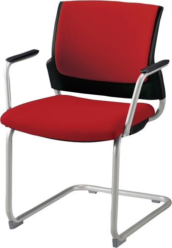 スターブ キャンチレバー肘付 背:パッド座:レッド