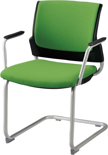 スターブ キャンチレバー肘付背:パッド座:グリーン