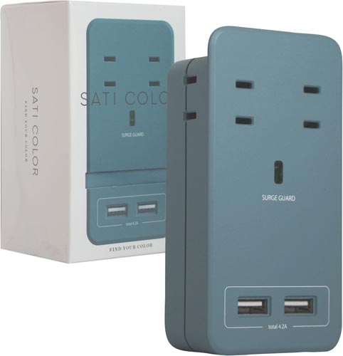 SATICOLOR AC×4 USB×2 ブルー