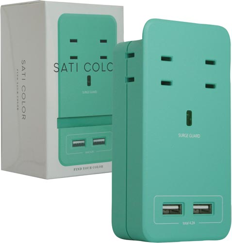 SATICOLOR AC×4 USB×2 Lブルー