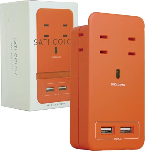 SATICOLOR AC×4 USB×2 オレンジ