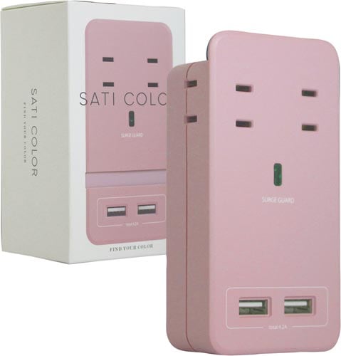 SATICOLOR AC×4 USB×2 ピンク