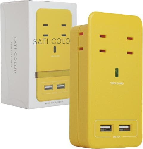 SATICOLOR AC×4 USB×2 イエロー