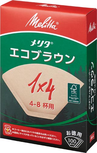 コーヒーフィルタエコブラウン4−8杯 100枚×3