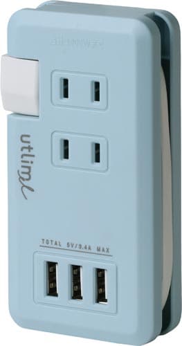 ポータブルコンセント USBポート付 ライトブルー