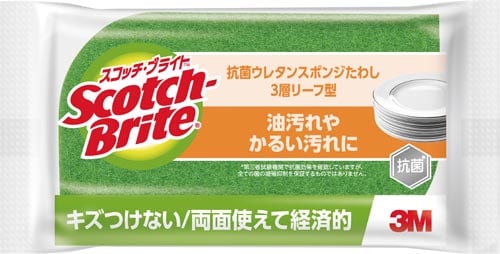 スコッチブライト 抗菌ウレタンスポンジたわし 緑