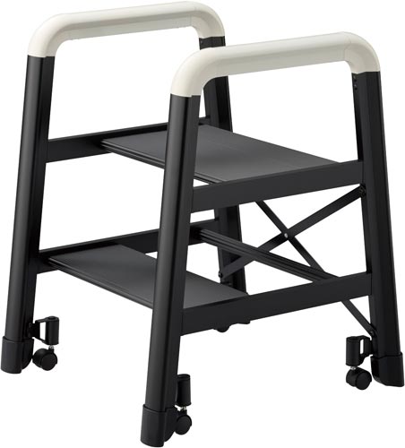 キャスター付踏台 キャンバー 2段 ブラック