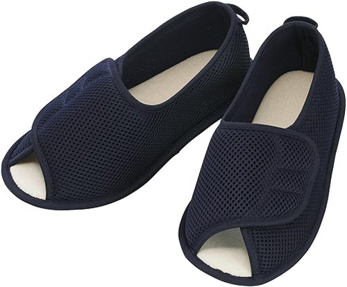 ケアシューズ (早快マジック オープン) 紺 L