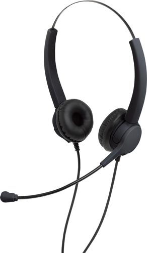 快適スクールヘッドセット 両耳 3.5mmプラグ黒