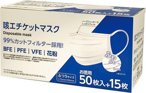 咳エチケットマスク ふつう 65枚×10