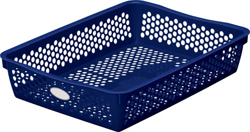 分類しやすいカラーバスケット浅型 青×10