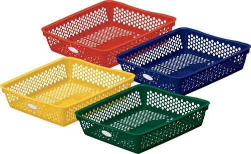 分類しやすいカラーバスケット浅型 4色セット