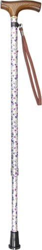 すべりにくい杖 伸縮2段式 白花柄 1本入