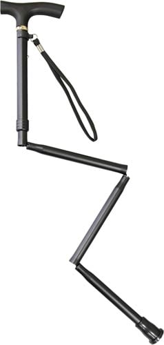 すべりにくい杖 伸縮折りたたみ式 黒 1本